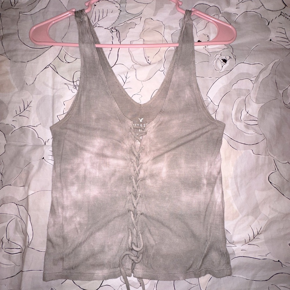 cropped tie up tank top